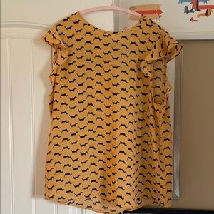 Yellow Dachshund Print Women's Top- XL